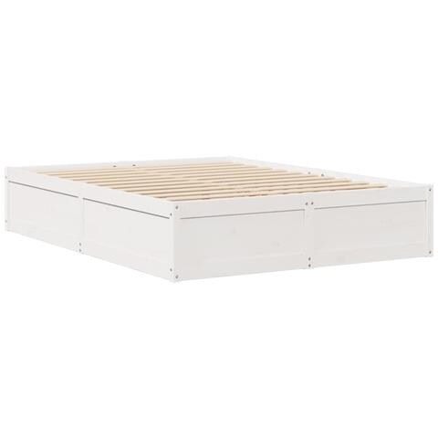 Letto Senza Materasso Bianco 150x200 Cm Legno Massello Di Pino - Foto 2