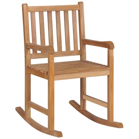 Sedia A Dondolo Con Cuscino Antracite In Legno Di Teak - Foto 1