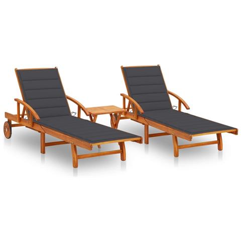 Lusso Casadino -  Lettino Prendisole 2pz Con Tavolo E Cuscini Massello D'acacia - Foto 2