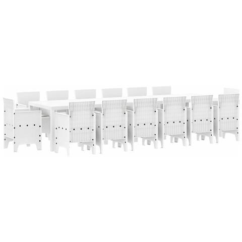 Set da Pranzo per Giardino 15 pcs Bianco Rattan Polt - Foto 1