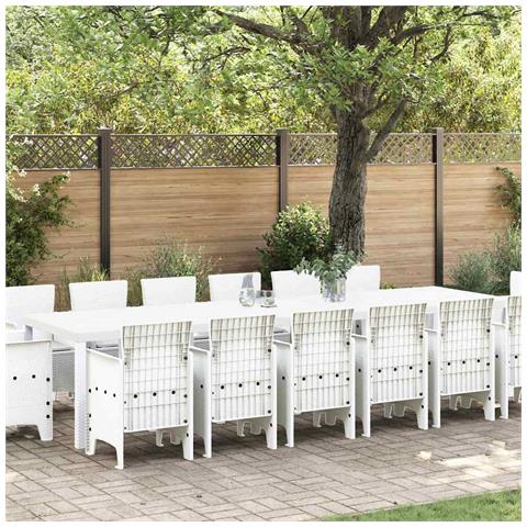 Set da Pranzo per Giardino 15 pcs Bianco Rattan Polt - Foto 2
