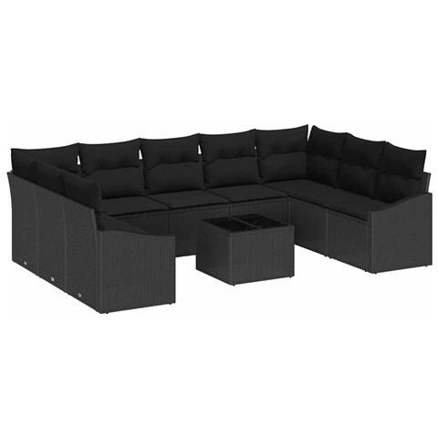 Set Divano da Giardino 10 Pezzi con Cuscini Beige Rattan - Foto 1