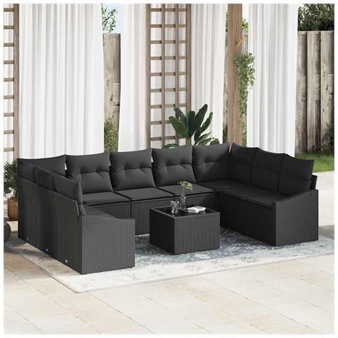 Set Divano da Giardino 10 Pezzi con Cuscini Beige Rattan - Foto 2
