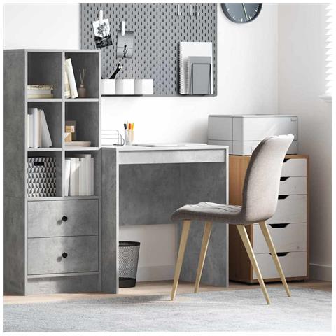 Scrivania Grigia cemento MDF con effetto cemento 70 x 50 x 76 cm - Foto 2