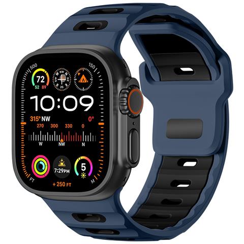 Elegante Cinturino In Silicone Per Apple Watch 42/44/45/46/49mm Black+blue - Foto 1