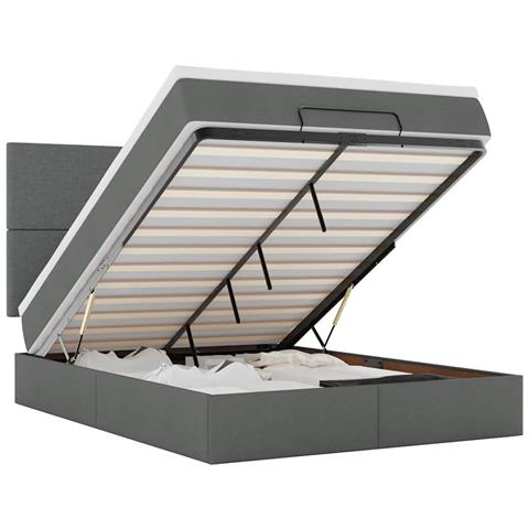 Struttura Letto Pouf con Materasso 140x190 cm in Tessuto - Foto 1