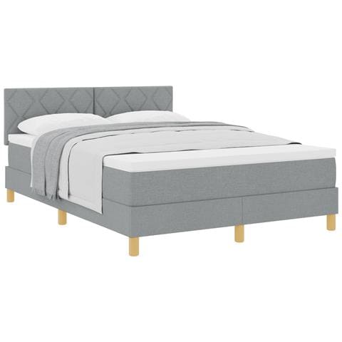 vitaXL Letto rete a molle con Materasso Grigio Chiaro 160x200 cm Tessuto - Foto 1