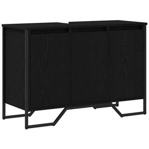 Mobile Lavabo Rovere Nero 91x35x60 cm Legno Ingegnerizzato - Foto 1