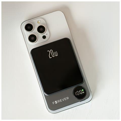 Magsafe 5000 Mah Powerbank Con Display Digitale Usb-c E Lightning, Nero - Foto 2