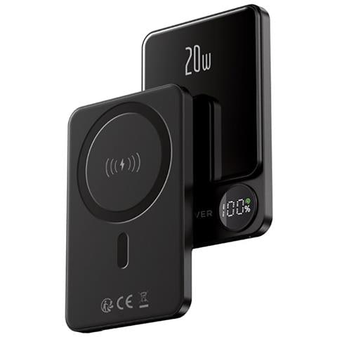 Magsafe 5000 Mah Powerbank Con Display Digitale Usb-c E Lightning, Nero - Foto 5