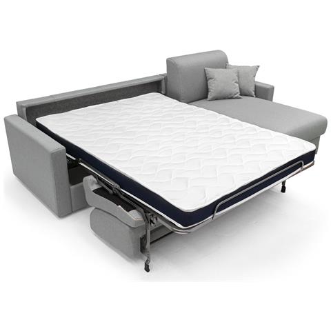 Chris Divano Letto Angolare Con Penisola In Simil Cotone T13 Grigio - Foto 2