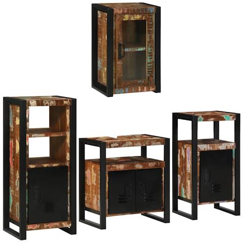 Set di mobili per il bagno 4 pcs Legno massello riciclato - Foto 1