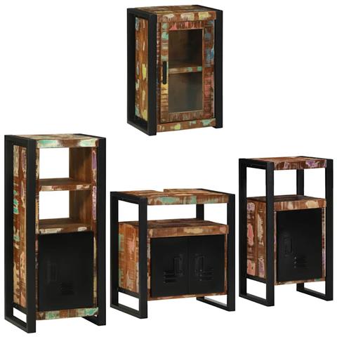 Set di mobili per il bagno 4 pcs Legno massello riciclato - Foto 2