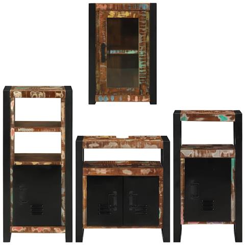 Set di mobili per il bagno 4 pcs Legno massello riciclato - Foto 9