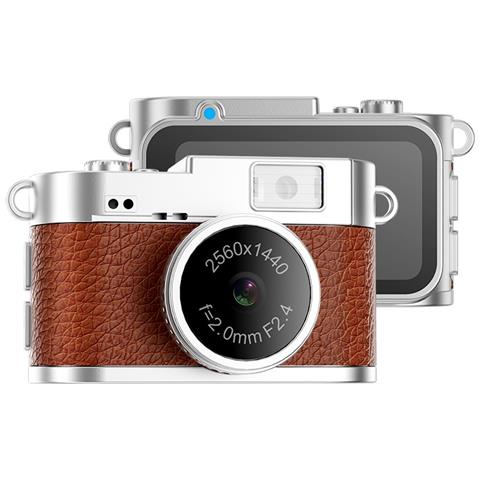 Mini Fotocamera Retrò Con Torcia: Video Hd 1080p, Portachiavi Portatile Brown - Foto 1