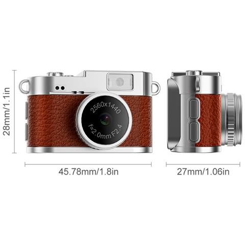 Mini Fotocamera Retrò Con Torcia: Video Hd 1080p, Portachiavi Portatile Brown - Foto 2