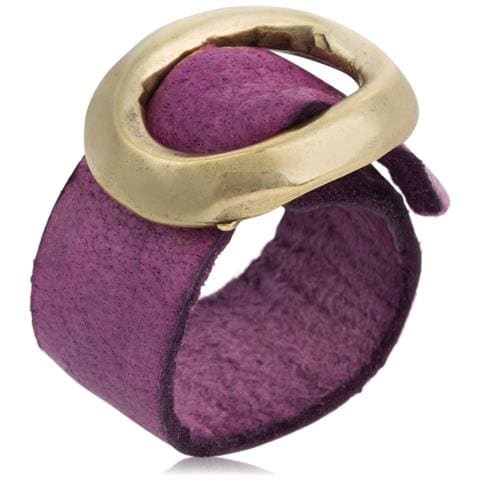 Anello ""base"" Placcato Oro, Pelle Viola - Foto 1