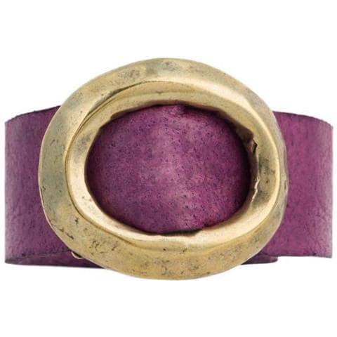 Anello ""base"" Placcato Oro, Pelle Viola - Foto 2