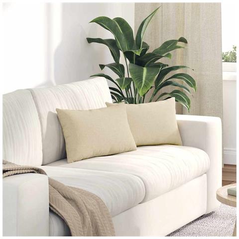Cuscini da Divano 2 pcs Crema 50 x 30 cm Tessuto - Foto 2
