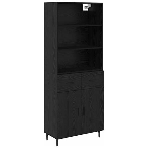 Credenza con cassetto Rovere Nero 69,5 x 34 x 180 cm - Foto 1
