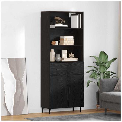 Credenza con cassetto Rovere Nero 69,5 x 34 x 180 cm - Foto 2