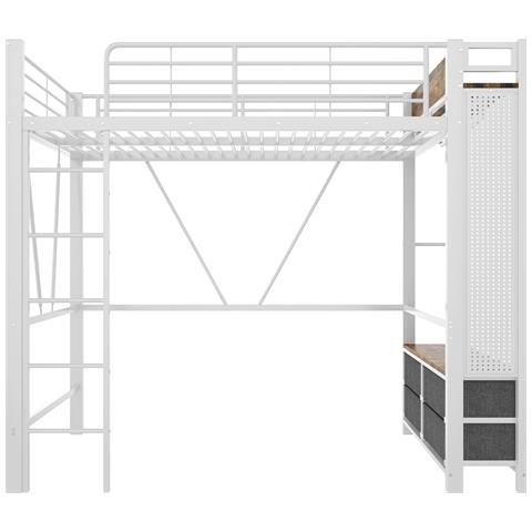 Letto Con Barre Sospese, Led, Usb Type-c E 4 Cassetti In Ferro - Foto 3