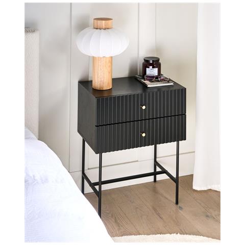 Comodino 2 Cassetti Coventry Nero /oro - Foto 1