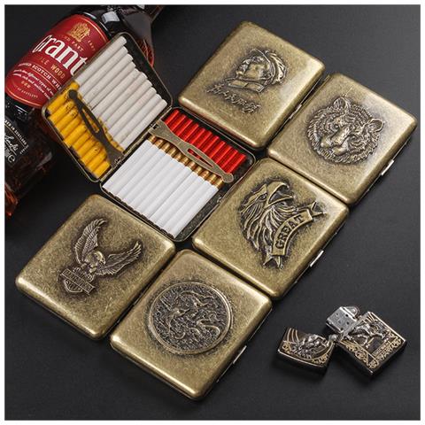 Portasigarette Vintage Bronzo Con Aquila Reale In Rilievo - Contiene 20 Sigarette Regular / 22 Slim - Foto 2