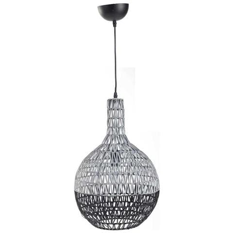 Plafoniera In Metallo E Rattan 33x33x53,5/120h - Foto 1