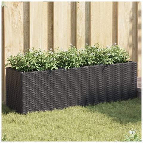 Fioriere da Giardino con 3 Vasi Nere 105x30x32 cm in Polyrattan - Foto 2