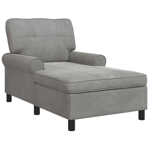 Chaise Lounge Grigio chiaro 91 x 157 x 91 cm Velluto - Foto 1