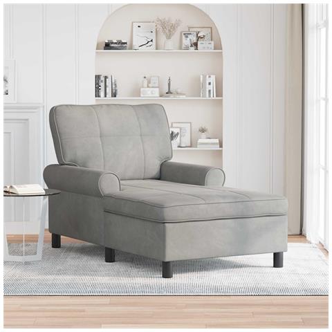 Chaise Lounge Grigio chiaro 91 x 157 x 91 cm Velluto - Foto 2