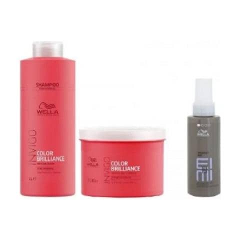 Set Wella Invigo Color Brilliance Fine /normale: Shampoo 1000 Ml + Maschera Trattante 500 Ml + Lozione Eimi Perfect Me 100 Ml - Foto 1