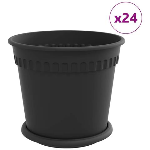 Vasi per Piante 24 pcs Nero Ø 19 x 16 cm Plastica - Foto 1