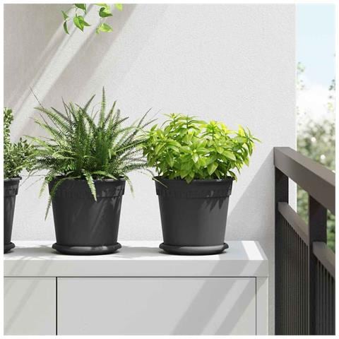 Vasi per Piante 24 pcs Nero Ø 19 x 16 cm Plastica - Foto 2