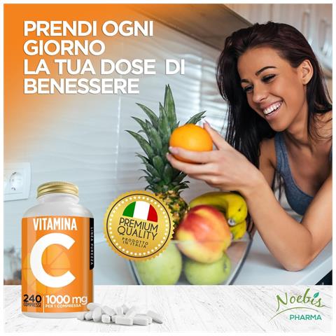 Vitamina C 1000 mg 240 Compresse - Acido L-Ascorbico ad Alto Dosaggio - Sistema Immunitario, Collagene e Azione Antiossidante (Confezione tripla) - Foto 2