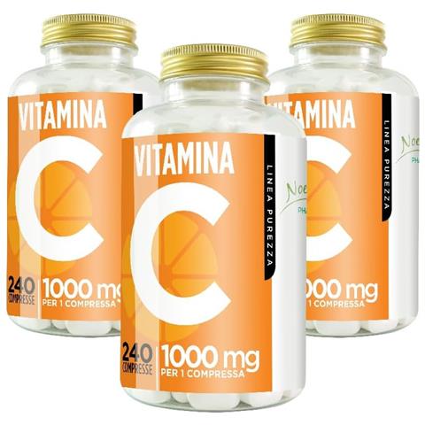 Vitamina C 1000 mg 240 Compresse - Acido L-Ascorbico ad Alto Dosaggio - Sistema Immunitario, Collagene e Azione Antiossidante (Confezione tripla) - Foto 1