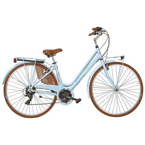 Bici Donna Telaio Alluminio Linea Vintage Misura 28 Bicicletta Cambio 21v City Bike Vintage Completa Accessori Dettagli Marroni - 44 Azzurro Pastello - Foto 1