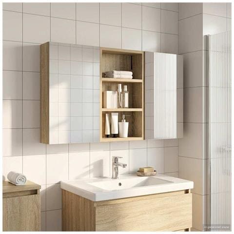 Set di Armadi da Bagno con lo scaffale 3 pcs 90 x 10,5 x 50 cm - Foto 2