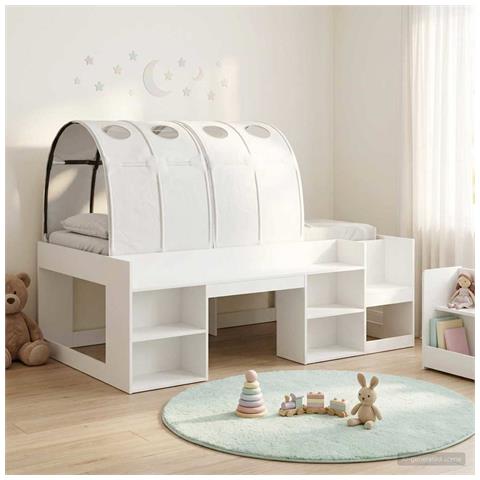 Letto alto per bambini con storage Bianco Legno ingegnerizzato - Foto 2
