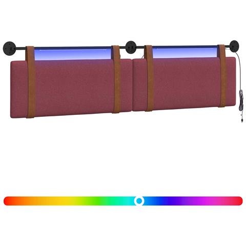 Testiera sospesa Con luce LED Rosso Vino PU Antico - Foto 1