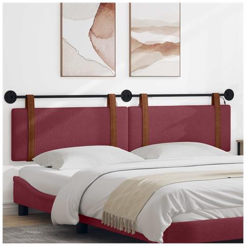 Testiera sospesa Con luce LED Rosso Vino PU Antico - Foto 2