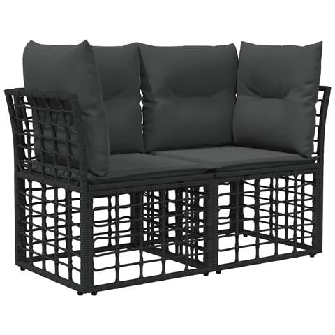 Loveseat da esterno 2 pcs Nero e Grigio scuro polyrattan - Foto 1