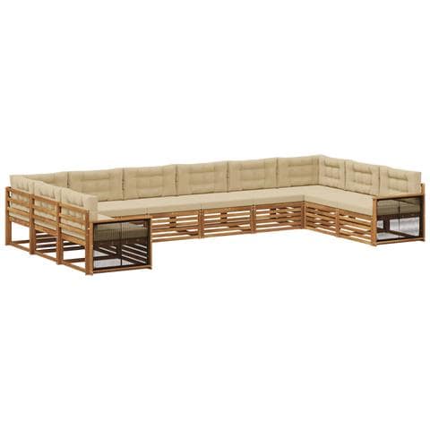 Set divani con cuscino 10 pcs Legno di Acacia Massello - Foto 1