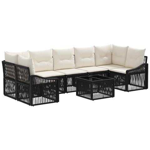 Set Divano da Giardino 8 pz Nero polyrattan - Foto 1