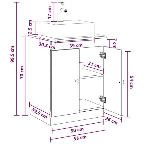 Set di mobili per il bagno Grigio Cemento Legno ingegnerizzato - Foto 10