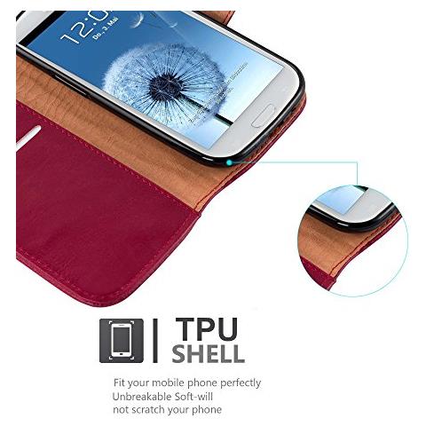 Custodia Compatibile Con Samsung Galaxy S3 / S3 Neo In Rosso Vinaccia - Coperchio Protettiva Con Chiusura Magnetica, Funzione Stand E Tasca Per Le Carte - Foto 2