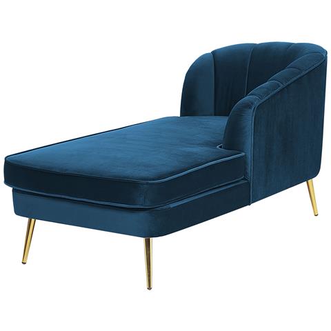 Chaise Longue In Velluto Blu Cobalto Versione Sinistra Allier - Foto 16
