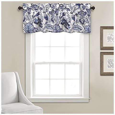 Lussureggiante Decoro Cynthia Giacobino Mantovana Con Stampa Floreale Singola Tenda, 18 ""l, Blu - Foto 1