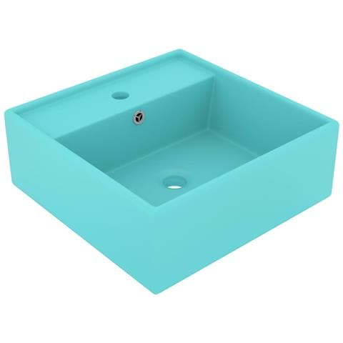 Lavabo Troppopieno Quadrato Verde Chiaro Opaco 41x41cm Ceramica - Foto 1